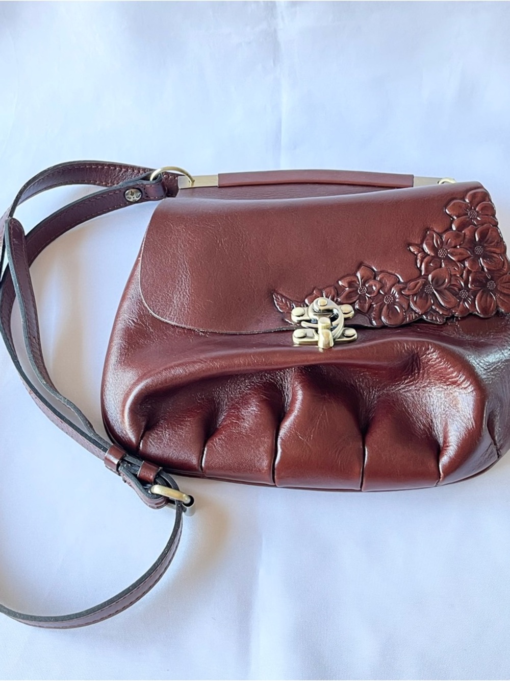 Patricia Nash Veneto Leather Crossbody with Tooled Front Flap Design